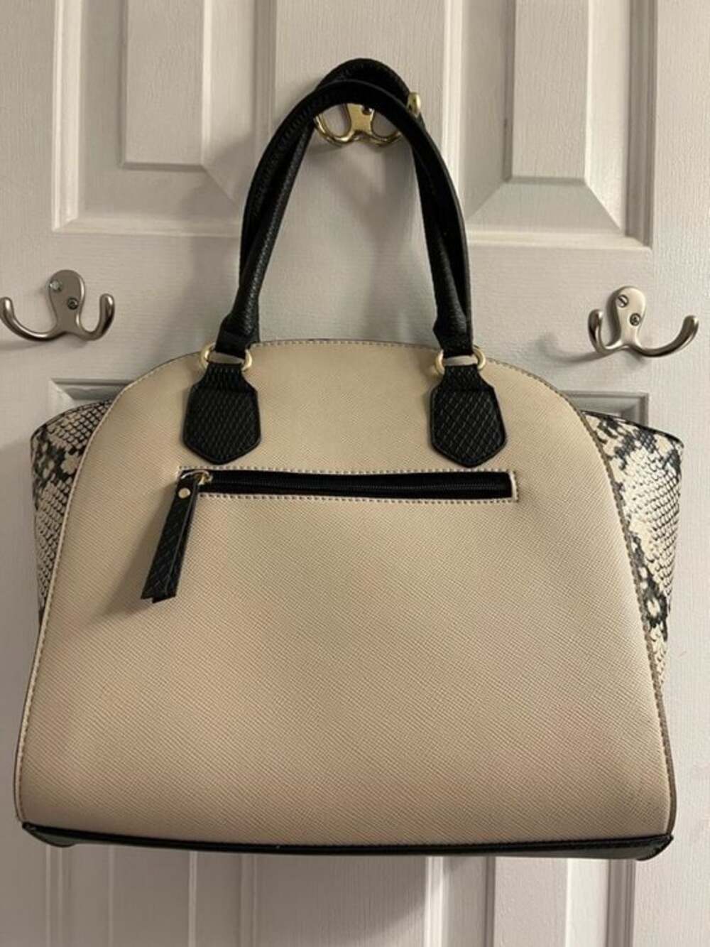 Apt. 9 Structured Two-Tone Dome Satchel Handbag - Black & Cream - Picture 2 of 9
